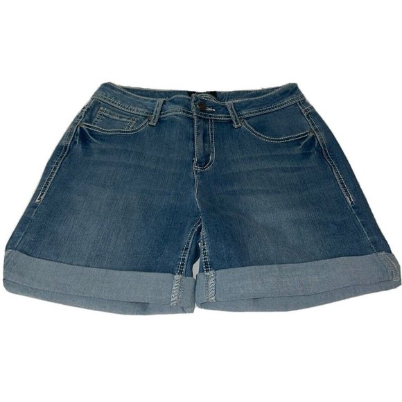 Earl Jeans Cuffed Denim Shorts Sz 6 Medium Wash - Picture 1 of 6